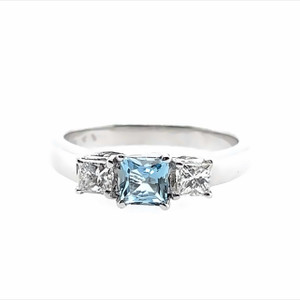 Aquamarine & Diamond Trilogy Ring