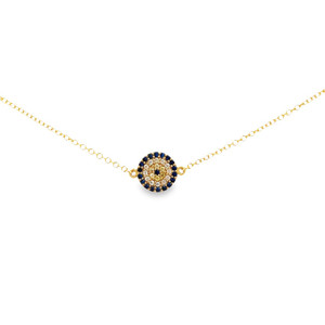 Sparkle Round Evil Eye Bracelet - Yellow Gold