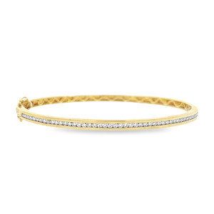 Channel Diamond Bangle - Yellow Gold