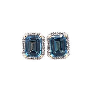 London Blue Topaz & Diamond Halo Statement Earrings