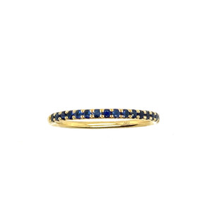 Blue Sapphire Mini Curve Band - Yellow Gold