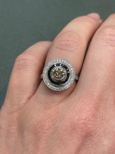 Cognac Diamond Deco Ring