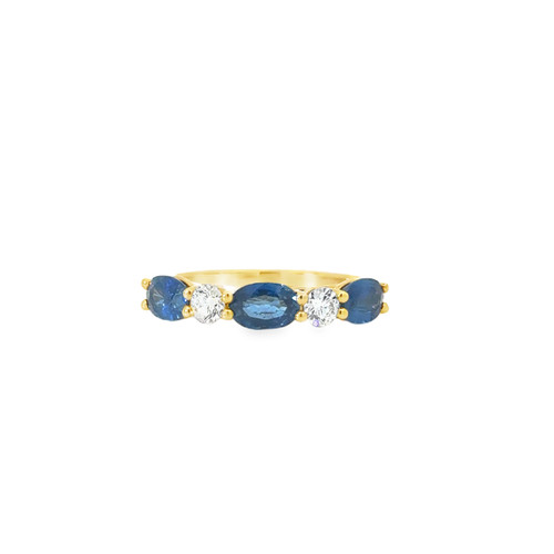 Maxi East-West Sapphire & Diamond Ring - Yellow Gold