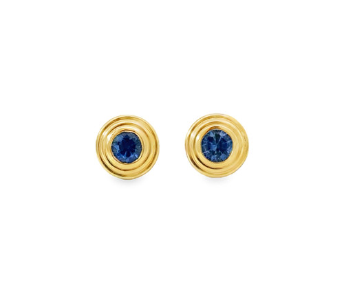 Triple Bezel Ceylon Sapphire Studs