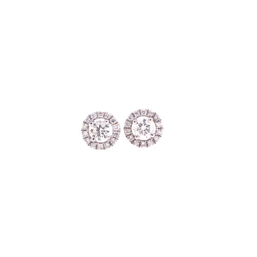 Diamond Halo Stud Earrings - White Gold Diamond Halo Stud Earrings - White Gold