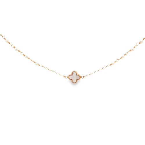 Mother of Pearl Clovelly & Pearl Bracelet - Rose Gold