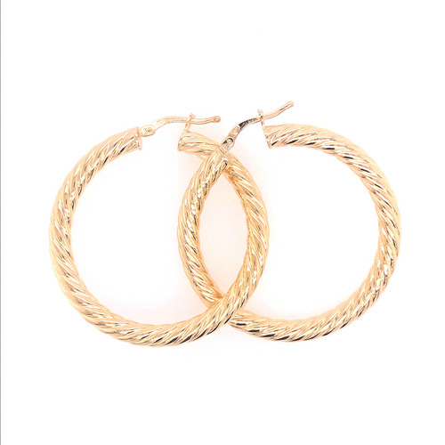 Silver Gold Plated Big Twist Round Hoops Silver Gold Plated Big Twist Round Hoops