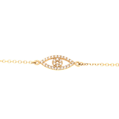 Cubic Evil Eye Bracelet- Yellow Gold Cubic Evil Eye Bracelet- Yellow Gold