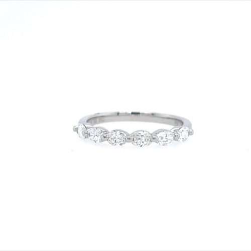East-West Oval Mini Diamond Ring - White Gold