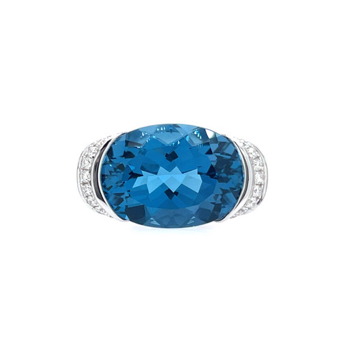 Mag London Blue Topaz & Diamond Cocktail Ring
