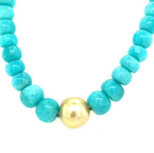 Golden South Sea Pearl & Amazonite Strand
