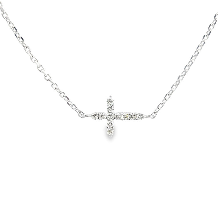 Diamond Cross on Chain Bracelet - White Gold