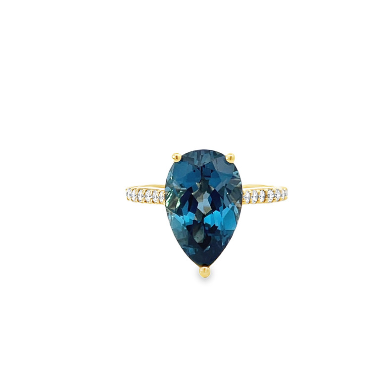 Pear London Blue Topaz & Diamond Cocktail Ring