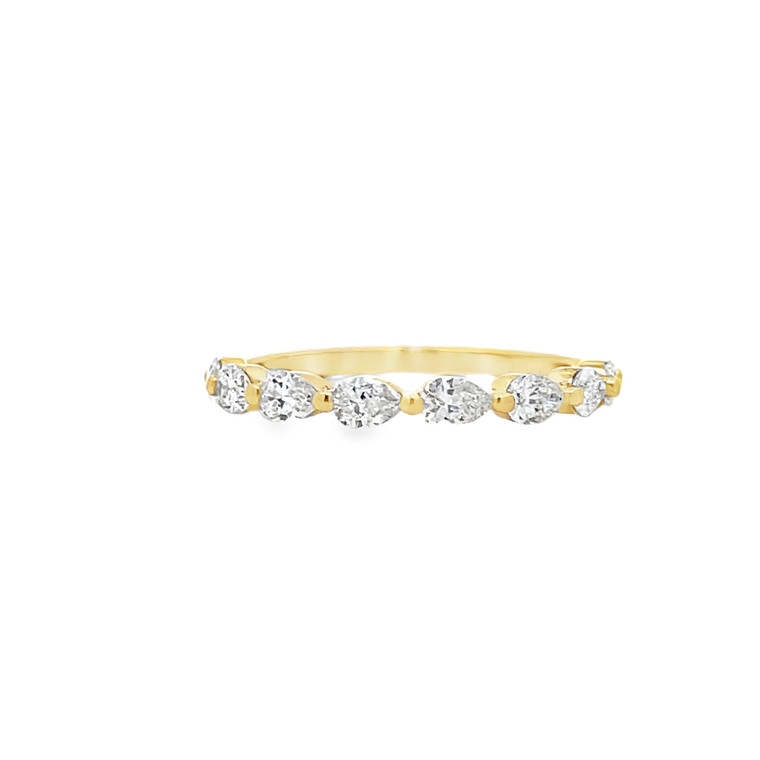 East-West Pear Mini Diamond Ring Yellow Gold
