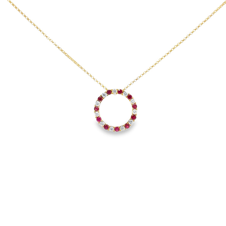 Ruby & Diamond Infinity Circle Necklace