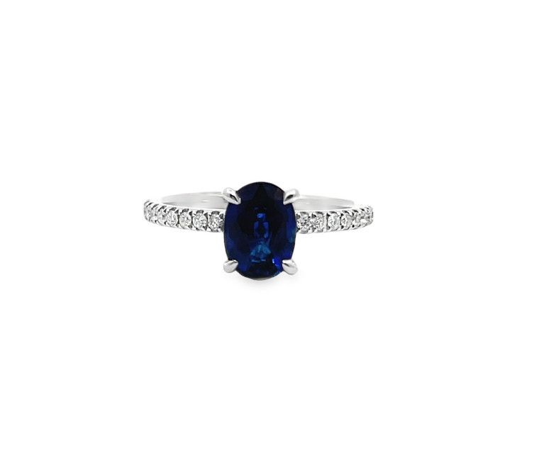 Sapphire Solitaire & Diamond Ring