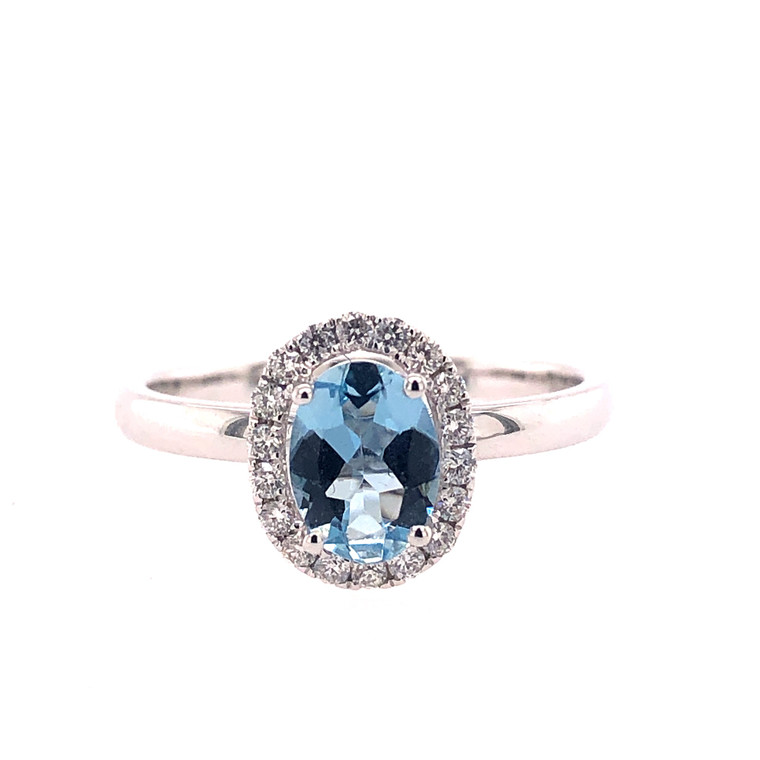 Aquamarine & Diamond Floating Ring