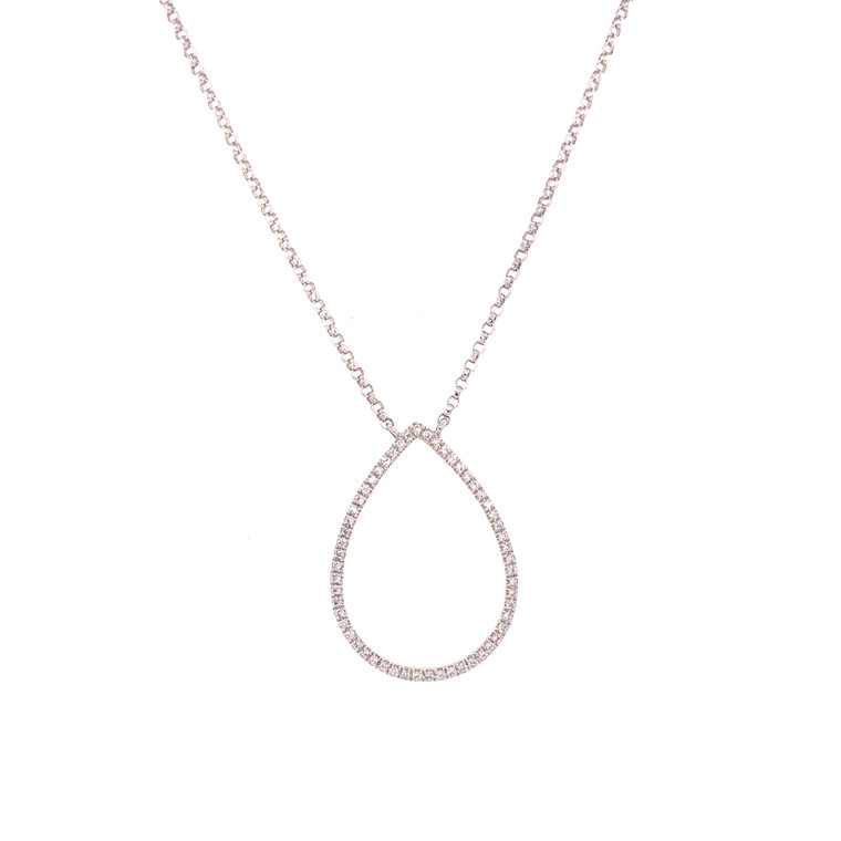 Diamond Open Drop Necklace - White Gold