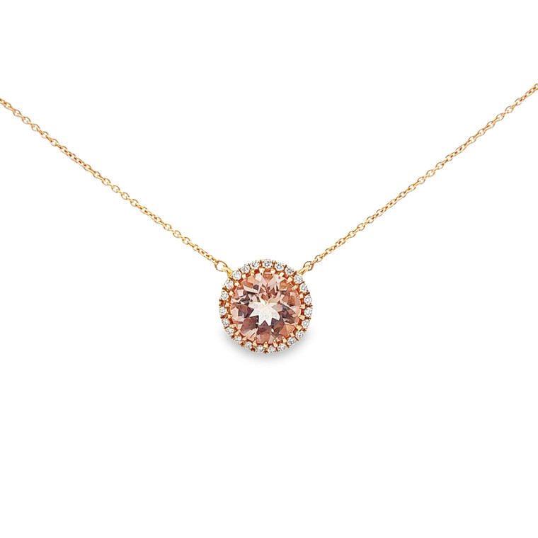 Morganite & Halo Diamond Necklace