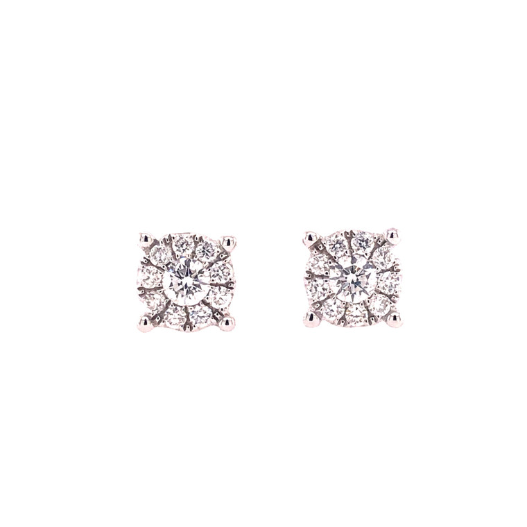 Diamond Cluster Stud Earrings