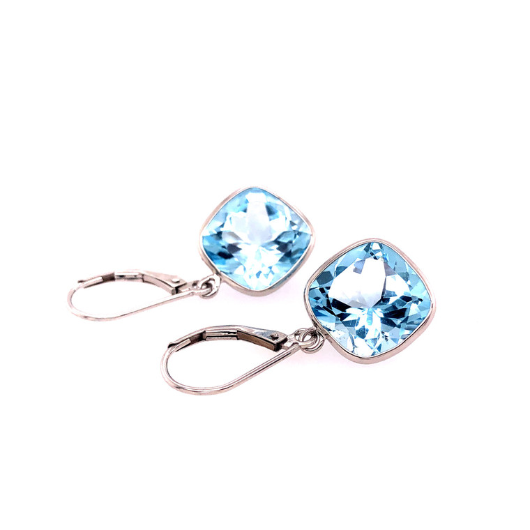 Blue Topaz Bezel Earrings