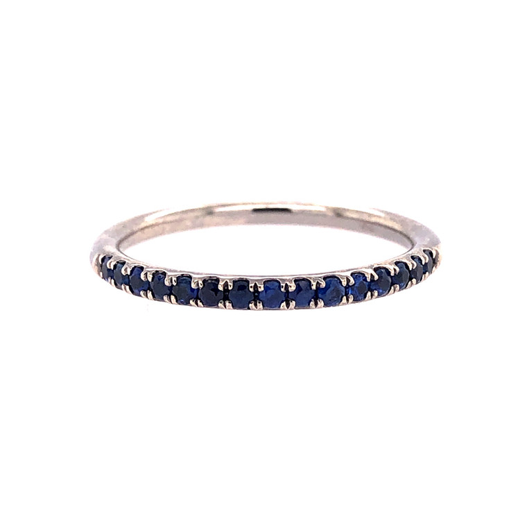 Blue Sapphire Mini Curve Band - Black Rhodium