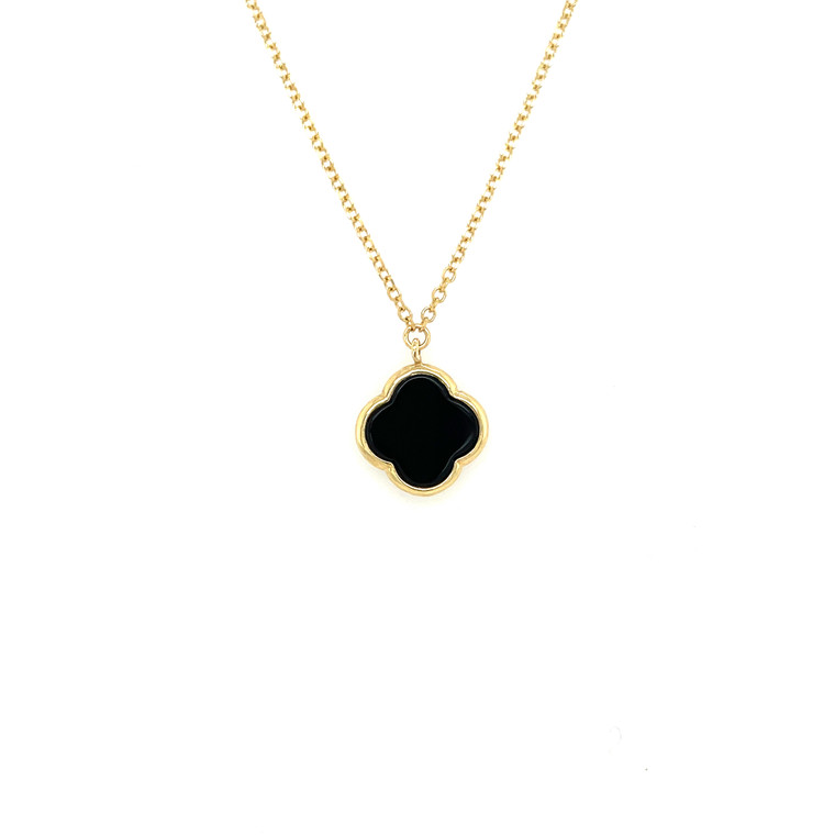 Onyx Large Clover Necklace