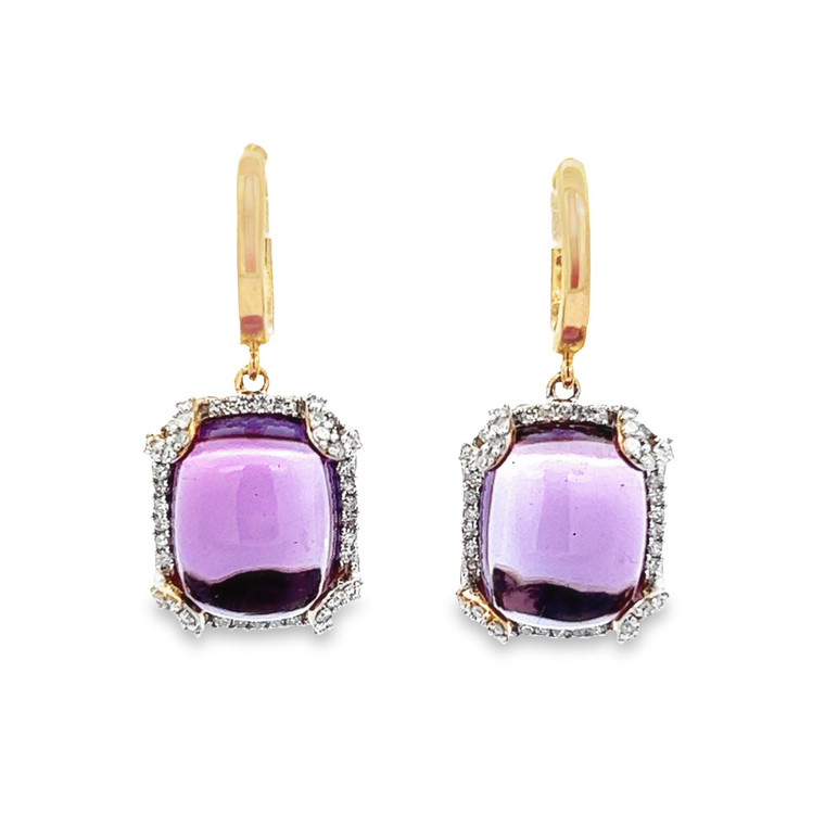 Cabochon Amethyst & Diamond Earrings