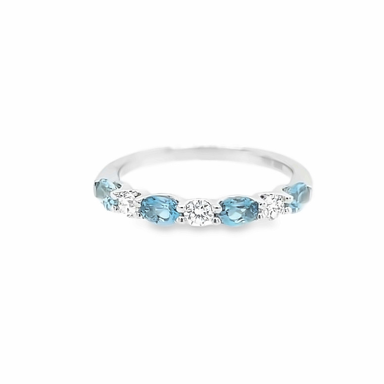 East-West Aquamarine & Diamond Ring