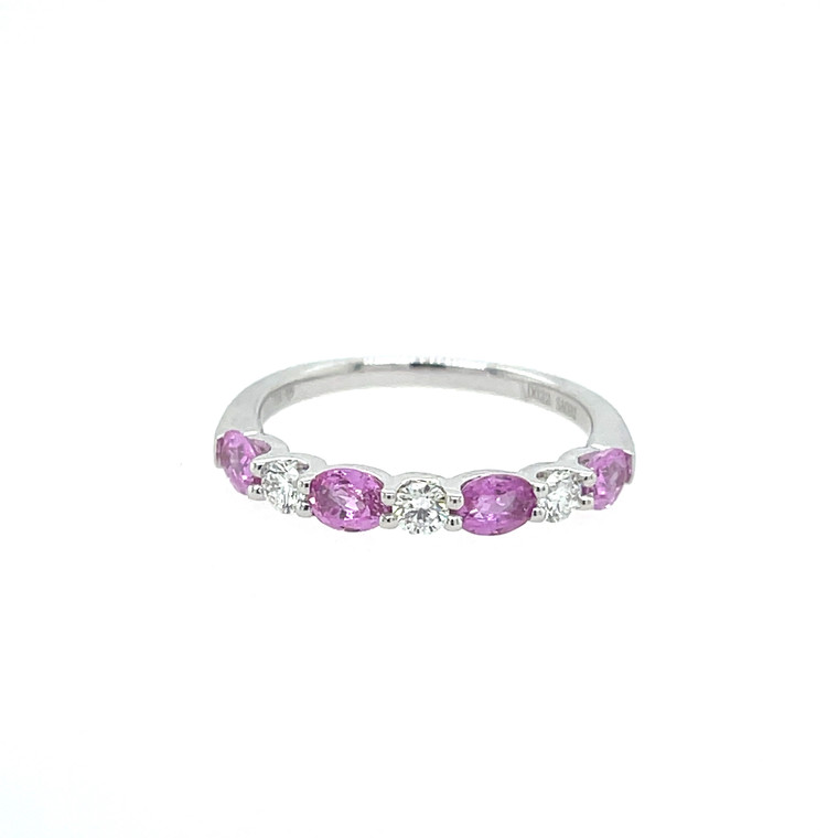 East-West Pink Sapphire & Diamond Ring