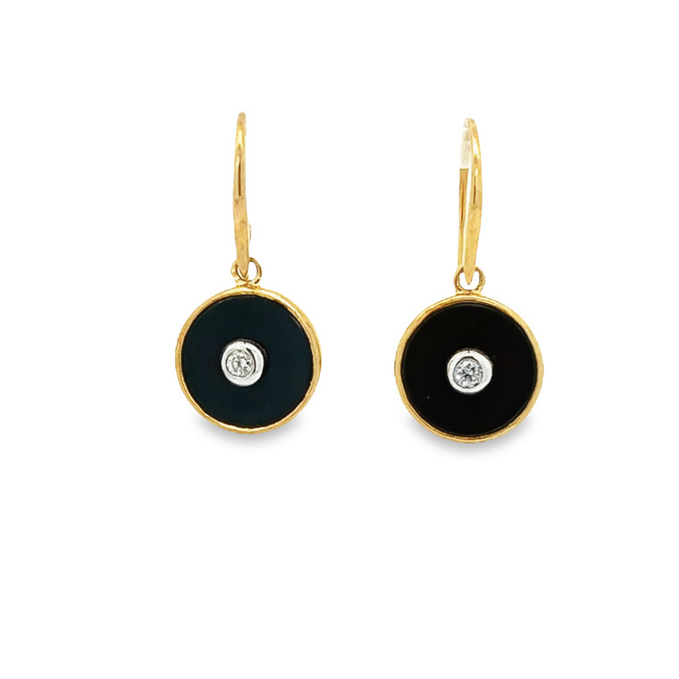 Onyx & Diamond Earrings - Articulated Hook