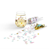 Sip, Sip Hooray Stemless Birthday Glass with Confetti Popper