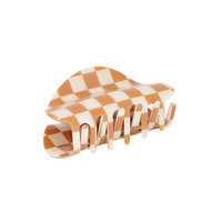 Orange Checkered Hair Clips