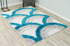 Full view of shag rug laid out showing detail.