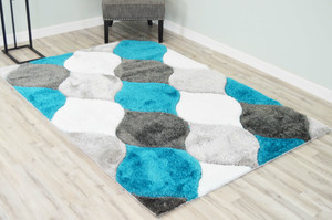 Full view of the shag rug laid out showing detail.