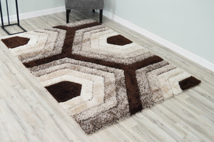 Full view of the rug laid out showing honeycomb detail.