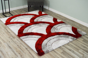 Full view of the arches shag rug laid out showing detail.