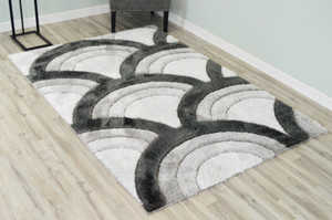 Full view of the shag rug laid out showing detail.