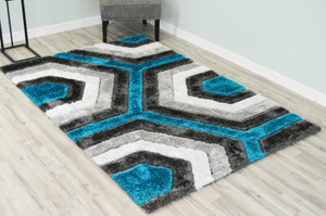 Full view of the shag rug laid out showing detail.