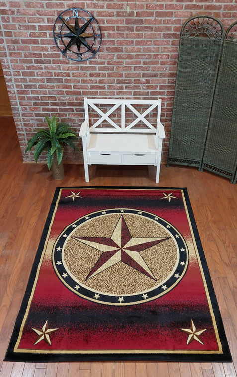 Full view of the Amarillo rug laid out showing full detail.