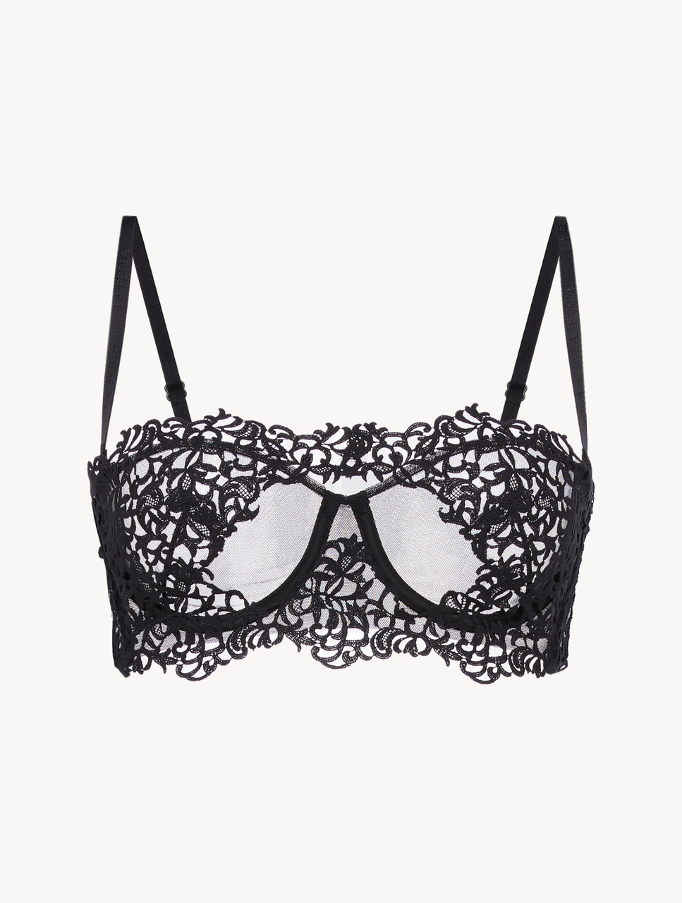 Underwired long line bra in black