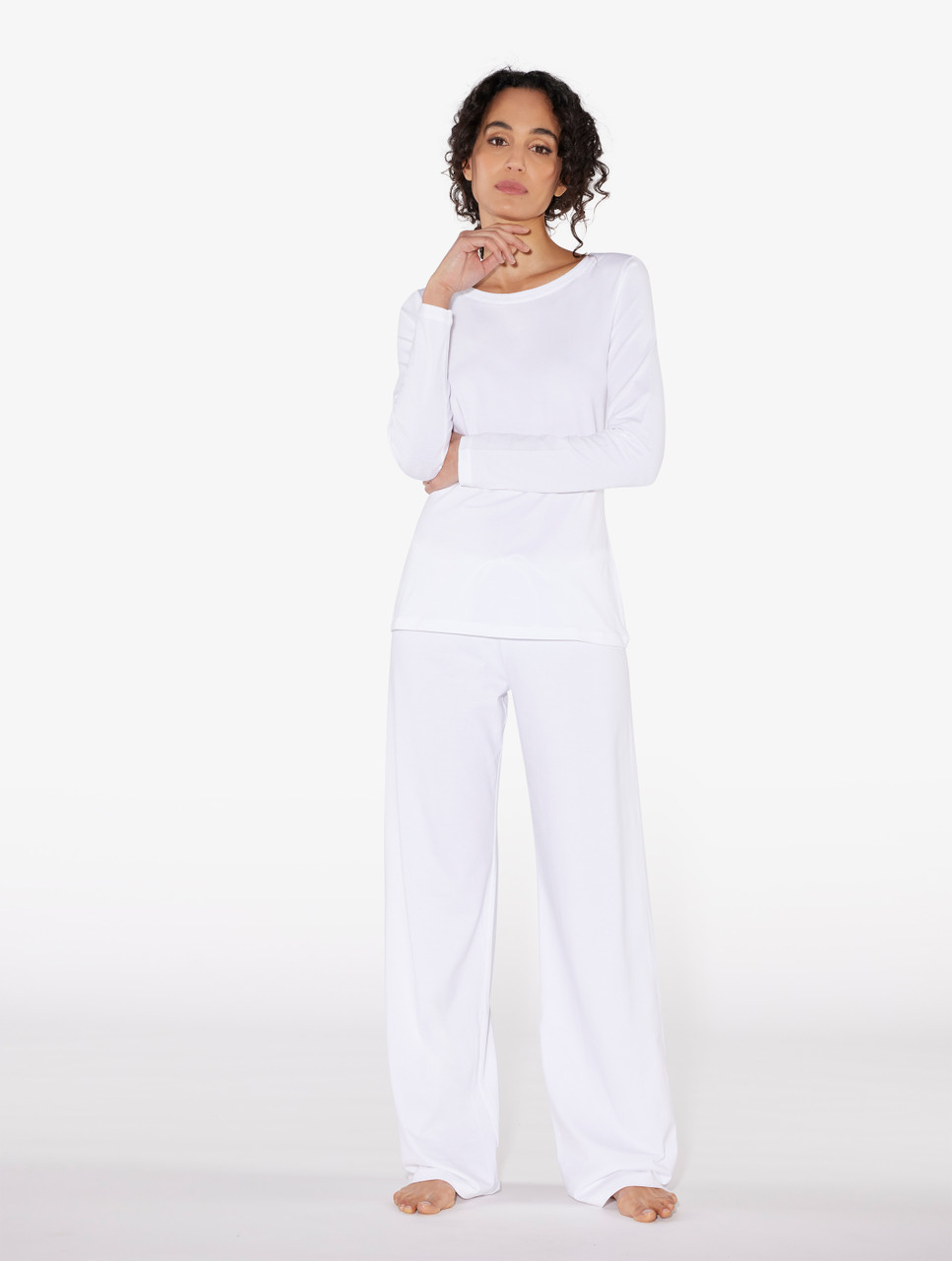 LA PERLA Souple lace-trimmed stretch-cotton jersey pajama top