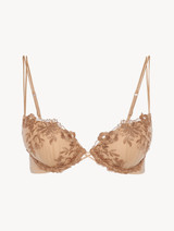 Push-up Bra in beige Lycra with embroidered tulle_0