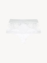 White Lycra control fit high-waist thong with Chantilly lace_0