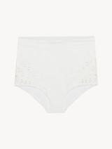 High-waisted Briefs in off-white stretch tulle_0