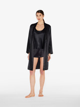 Black silk short robe_3