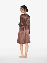 Silk short robe in Chocolate Brown_2