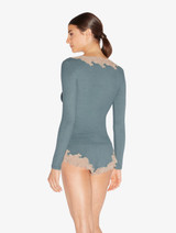 Cashmere Blend Ribbed Long-sleeved Top in Sleepy Dream with Frastaglio_2