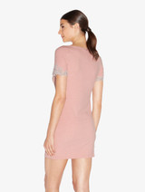 Cashmere Blend Ribbed Short Nightgown in Blush Clay with Frastaglio_2