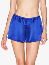 Silk sleep shorts in electric blue_1